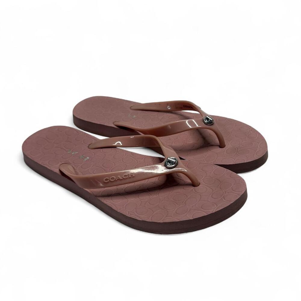 Coach pink sandals size 8 with silver turn lock detail